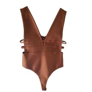 Fashion Nova Cognac Cut To The Action Bandage Bodysuit Size Medium